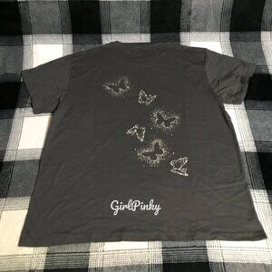 VS PINK COAL BUTTERFLY SHINE LOGO CAMPUS SHORT SLEEVE TEE SIZE XS-XL